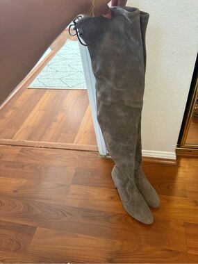 Stuart Weitzman Tall Suede Over-the-Knee Boots in Taupe